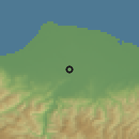 Shaded relief of the 53 km around Çarşamba, drawn from the GMTED2010 grid