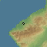 Shaded relief of the 54 km around Akçalı, drawn from the GMTED2010 grid