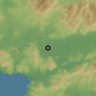 Shaded relief of the 54 km around Çaybaşı, drawn from the GMTED2010 grid