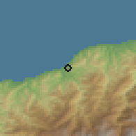 Shaded relief of the 53 km around Çayeli, drawn from the GMTED2010 grid