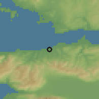 Shaded relief of the 53 km around Çiftlikköy, drawn from the GMTED2010 grid