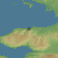 Shaded relief of the 53 km around Çınarcık, drawn from the GMTED2010 grid