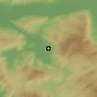 Shaded relief of the 54 km around Çine, drawn from the GMTED2010 grid