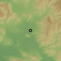 Shaded relief of the 54 km around Akhisar, drawn from the GMTED2010 grid