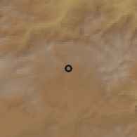 Shaded relief of the 53 km around Damal, drawn from the GMTED2010 grid