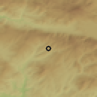 Shaded relief of the 54 km around Demirci, drawn from the GMTED2010 grid