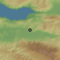 Shaded relief of the 53 km around Demirtaş, drawn from the GMTED2010 grid