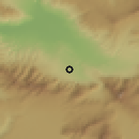 Shaded relief of the 54 km around Denizli, drawn from the GMTED2010 grid