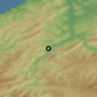 Shaded relief of the 53 km around Devrek, drawn from the GMTED2010 grid