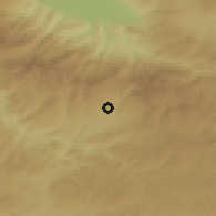 Shaded relief of the 53 km around Domaniç, drawn from the GMTED2010 grid