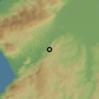 Shaded relief of the 55 km around Dursunlu, drawn from the GMTED2010 grid