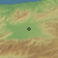 Shaded relief of the 53 km around Düzce, drawn from the GMTED2010 grid