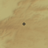Shaded relief of the 54 km around Aktoprak, drawn from the GMTED2010 grid