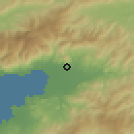 Shaded relief of the 53 km around Edremit, drawn from the GMTED2010 grid