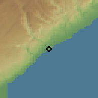 Shaded relief of the 54 km around Erdemli, drawn from the GMTED2010 grid