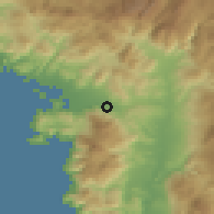 Shaded relief of the 54 km around Esenköy, drawn from the GMTED2010 grid