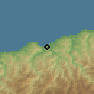 Shaded relief of the 53 km around Espiye, drawn from the GMTED2010 grid