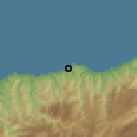 Shaded relief of the 53 km around Eynesil, drawn from the GMTED2010 grid