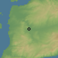 Shaded relief of the 53 km around Ezine, drawn from the GMTED2010 grid