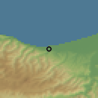 Shaded relief of the 53 km around Alaçam, drawn from the GMTED2010 grid