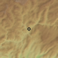Shaded relief of the 54 km around Feke, drawn from the GMTED2010 grid