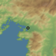 Shaded relief of the 54 km around Fethiye, drawn from the GMTED2010 grid