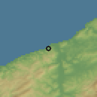 Shaded relief of the 53 km around Filyos, drawn from the GMTED2010 grid
