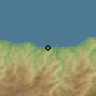 Shaded relief of the 53 km around Giresun, drawn from the GMTED2010 grid