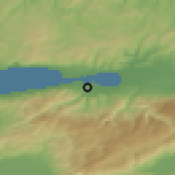 Shaded relief of the 53 km around Gölcük, drawn from the GMTED2010 grid