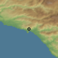 Shaded relief of the 54 km around Alanya, drawn from the GMTED2010 grid