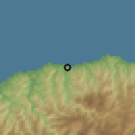 Shaded relief of the 53 km around Görele, drawn from the GMTED2010 grid