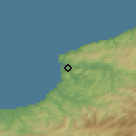 Shaded relief of the 53 km around Gülüç, drawn from the GMTED2010 grid