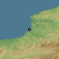 Shaded relief of the 53 km around Alaplı, drawn from the GMTED2010 grid