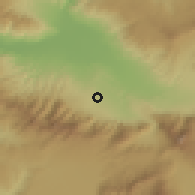 Shaded relief of the 54 km around Gümüşler, drawn from the GMTED2010 grid
