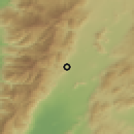 Shaded relief of the 54 km around Hassa, drawn from the GMTED2010 grid