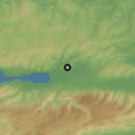 Shaded relief of the 53 km around Alikâhya, drawn from the GMTED2010 grid
