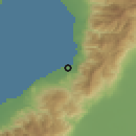Shaded relief of the 54 km around İskenderun, drawn from the GMTED2010 grid