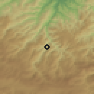 Shaded relief of the 53 km around Kabataş, drawn from the GMTED2010 grid