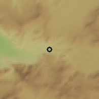 Shaded relief of the 54 km around Kaklık, drawn from the GMTED2010 grid