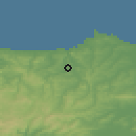 Shaded relief of the 53 km around Kandıra, drawn from the GMTED2010 grid