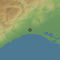 Shaded relief of the 54 km around Karacailyas, drawn from the GMTED2010 grid
