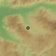Shaded relief of the 54 km around Karacasu, drawn from the GMTED2010 grid