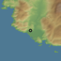 Shaded relief of the 54 km around Karadere, drawn from the GMTED2010 grid