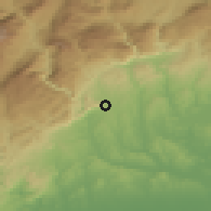 Shaded relief of the 54 km around Karaisalı, drawn from the GMTED2010 grid