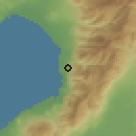 Shaded relief of the 54 km around Karayılan, drawn from the GMTED2010 grid