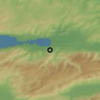 Shaded relief of the 53 km around Karşıyaka, drawn from the GMTED2010 grid
