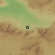 Shaded relief of the 54 km around Kayhan, drawn from the GMTED2010 grid