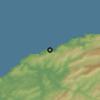 Shaded relief of the 53 km around Amasra, drawn from the GMTED2010 grid