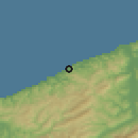 Shaded relief of the 53 km around Kilimli, drawn from the GMTED2010 grid