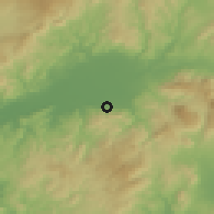 Shaded relief of the 54 km around Kınık, drawn from the GMTED2010 grid